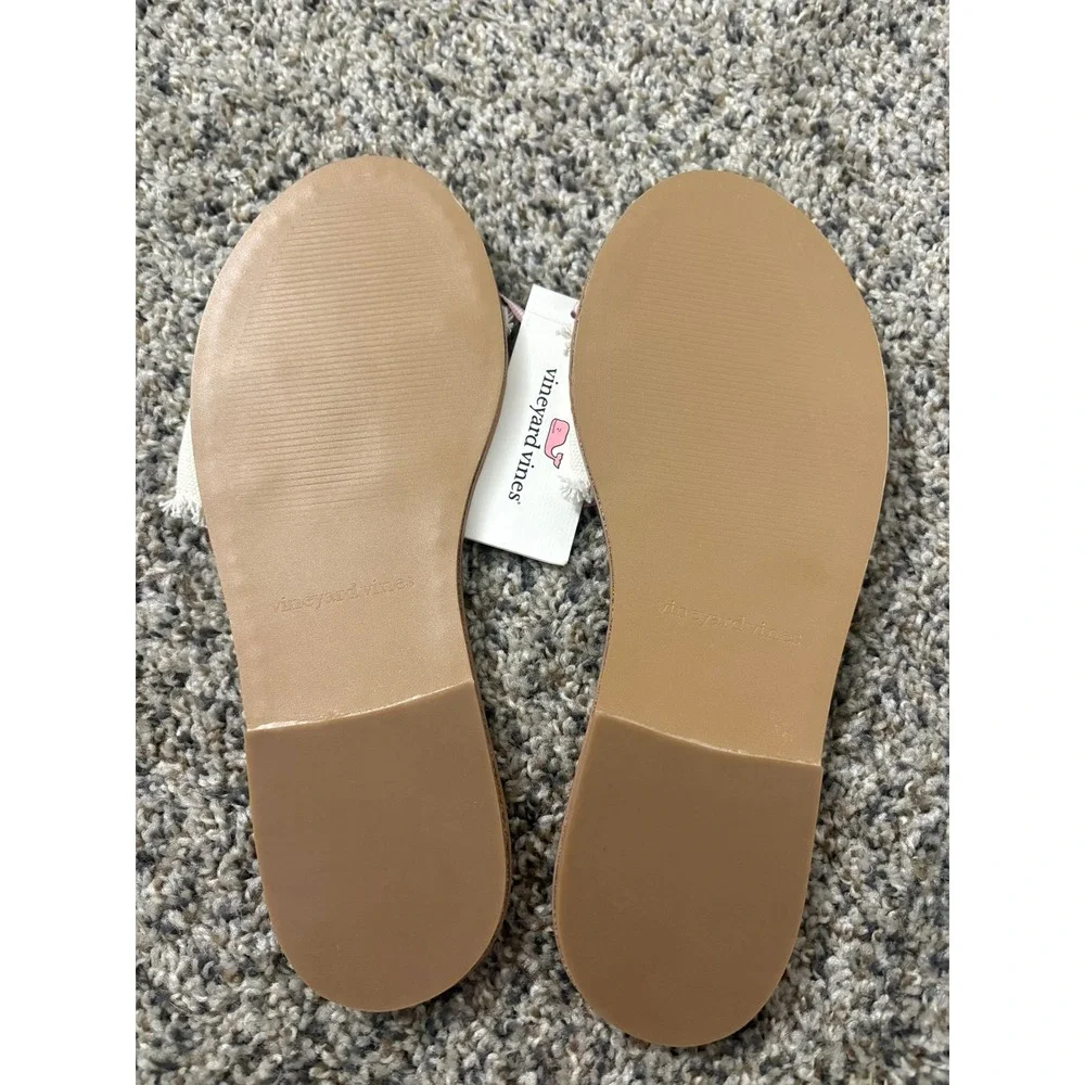 NWT Vineyard Vines Canvas White Linen Sandal Slides Coastal 9